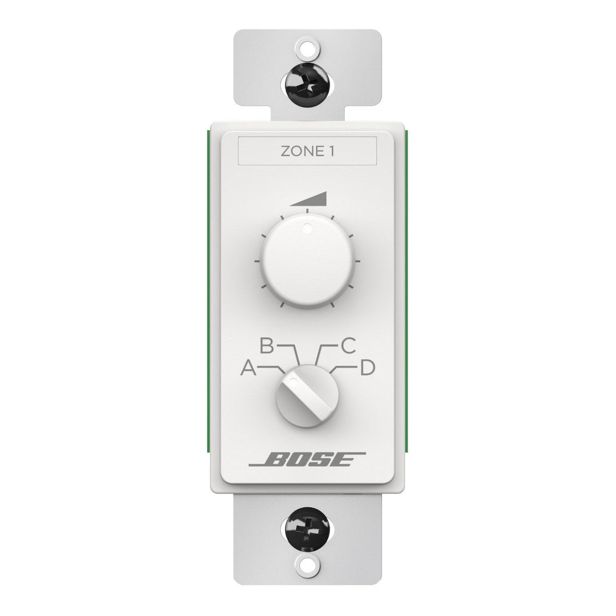 Bose ControlCenter CC-3 white zone volume and 4-source selector wall plate front view