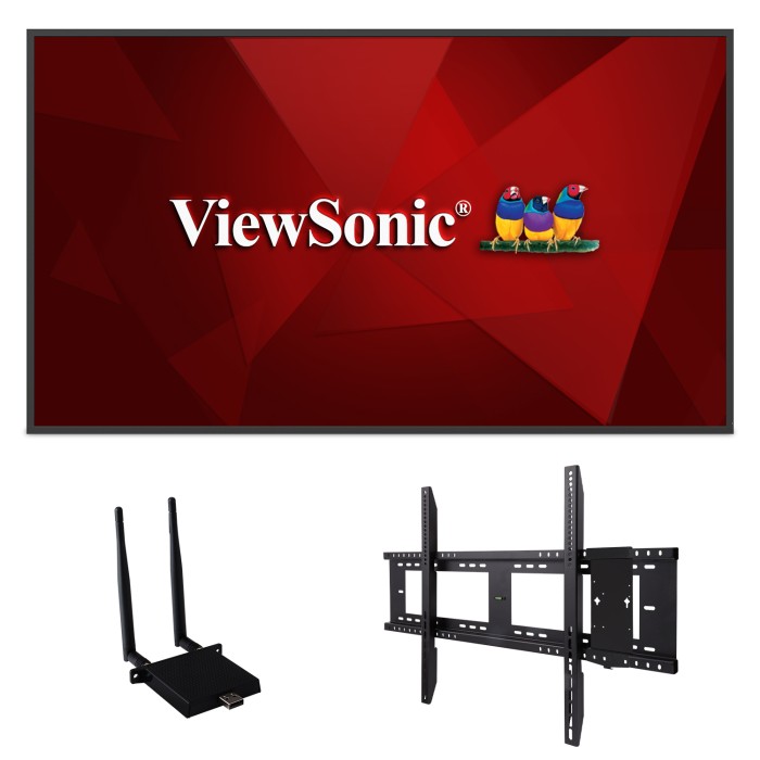 ViewSonic CDE6530-E1 65 inch commercial signage display bundled with Wi-Fi adapter and wall mount