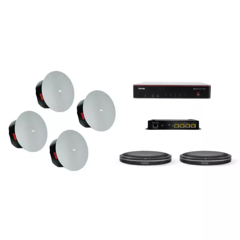 Biamp MRB-L-SCX400-T Large Meeting Room Bundle with Devio SCX 400 and Table Microphones