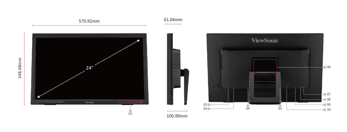 ViewSonic TD2423 24 inch IR touch monitor front view