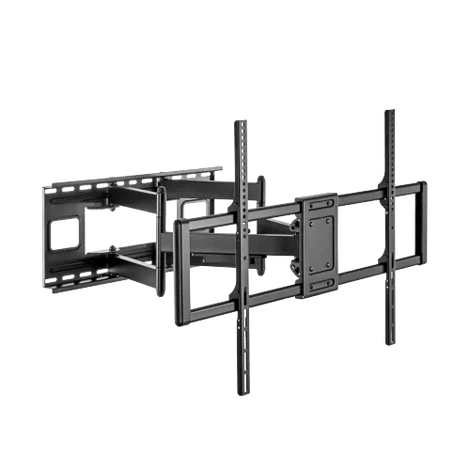 Detailed frontal view of the VSYS 120kg articulating bracket, highlighting the expansive 900x600mm VESA interface perfect for 100-inch digital signage in high-end DIFC venues, distributed by Trianze Tech.