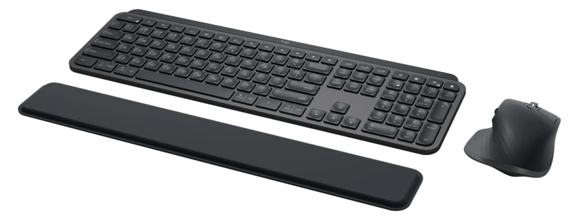 Logitech MX mouse and keyboard on desk