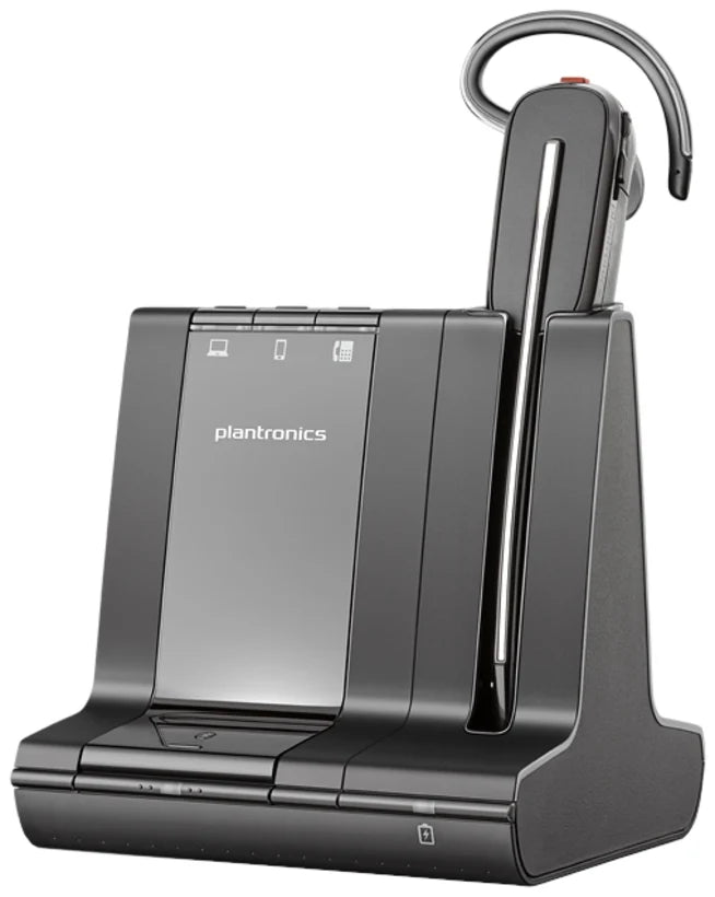 Poly Savi 8240 headset worn on ear side view