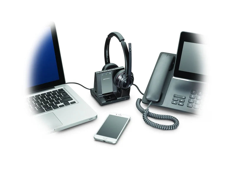 Poly Savi 8220 Office headset boom microphone close up