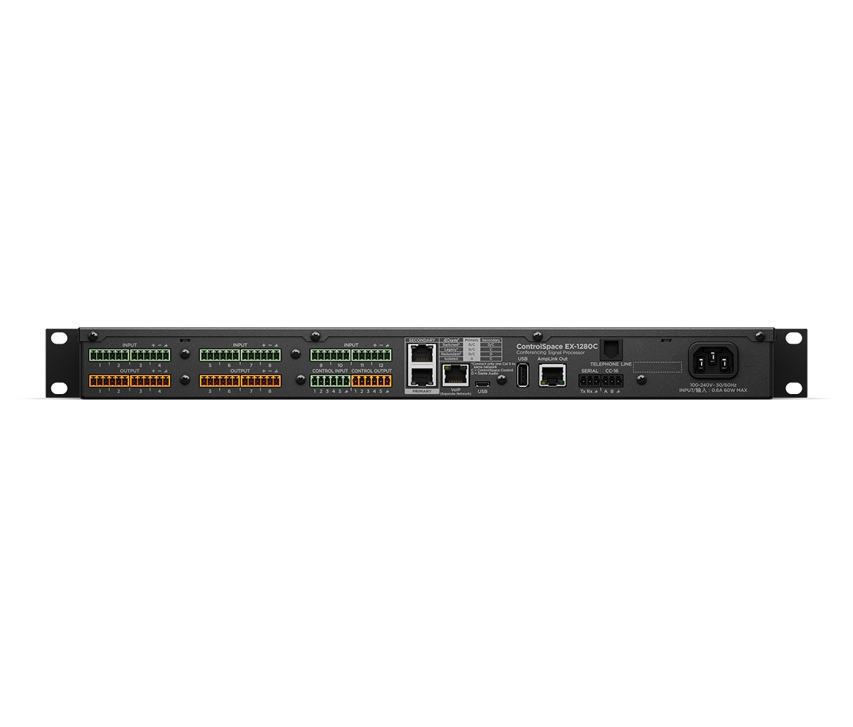 Bose ControlSpace EX-1280C conferencing sound processor, rear panel connections