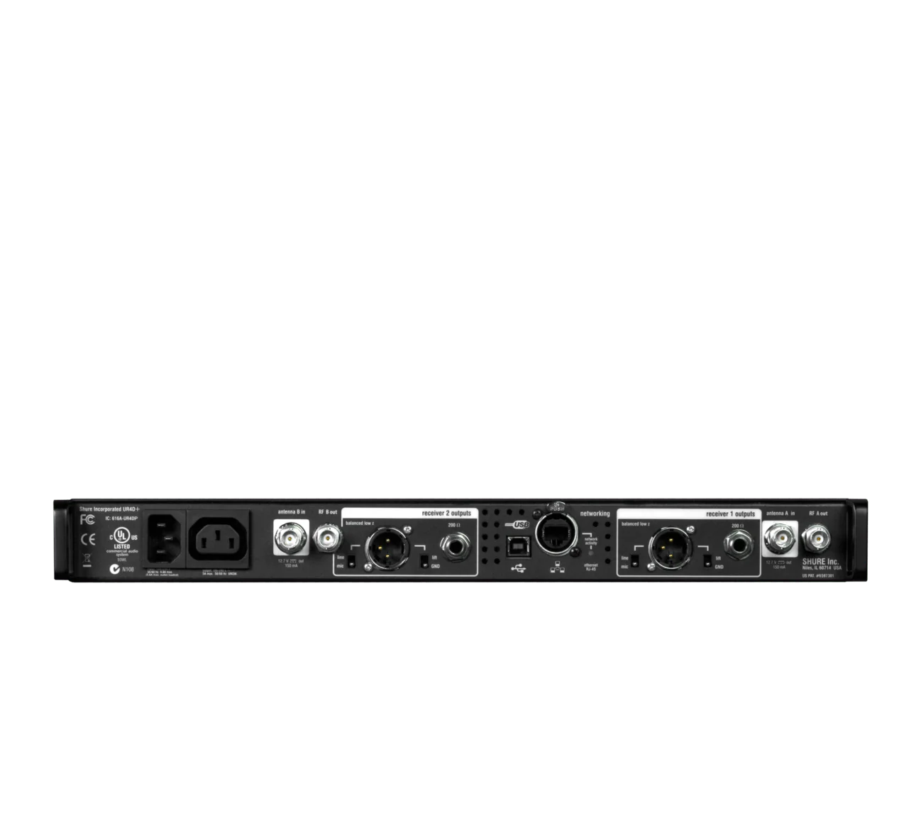 Shure UR4D+ Dual Receiver for G1 470-530MHZ Band