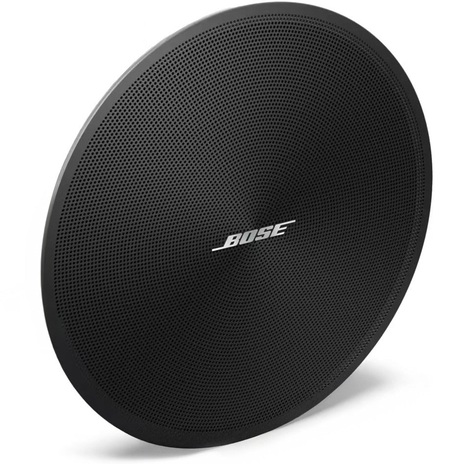Bose DM5C black grille close up showing micro perforated steel texture