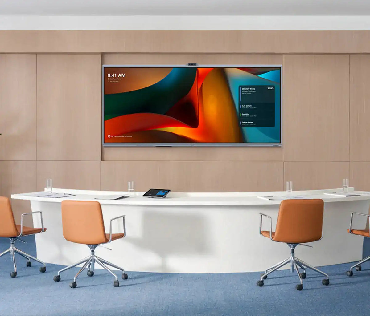 MAXHUB UW105NA ultra-wide display in boardroom setting