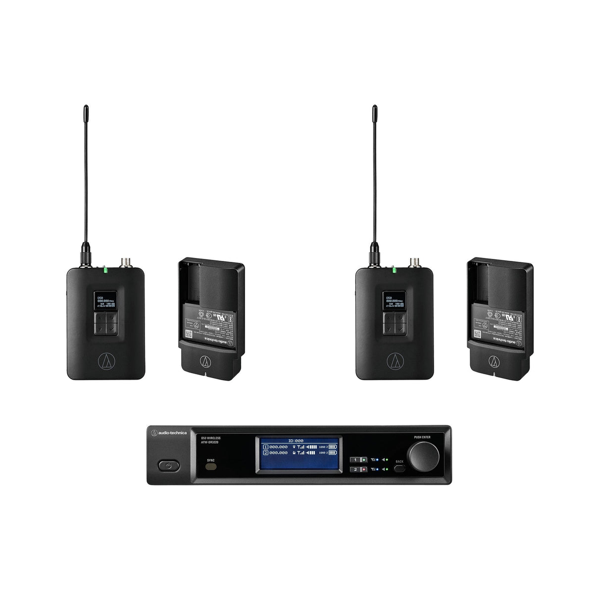 Audio-Technica ATW-D50-DRX-2B 2-Person Wireless Bodypack Audio System, DF2 470 to 608 MHz product photo