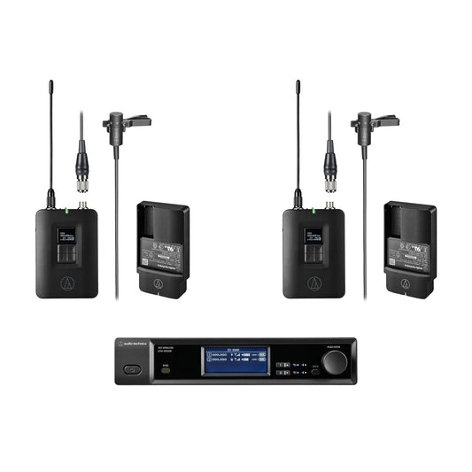 Audio-Technica ATW-D50-DRX-2BL 2-Person Wireless Cardioid Lavalier Microphone System, DF2 470 to 608 MHz product photo