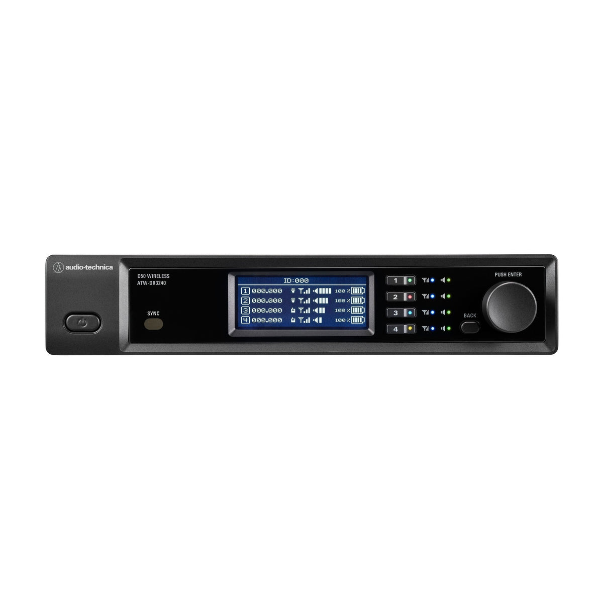 Audio-Technica ATW-DR3240DANDF2 D50 4-Channel Wireless Dante Rackmount Receiver, DF2 470 to 608 MHz product photo