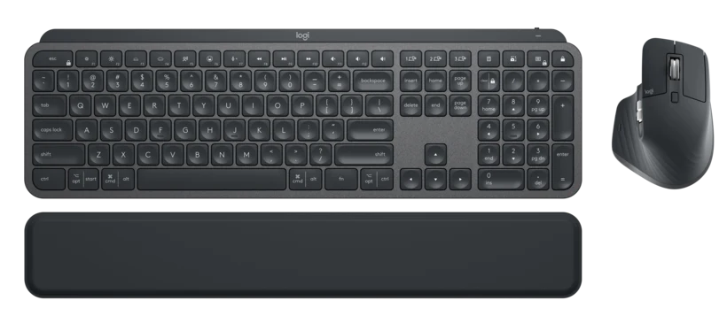 Logitech MX Keys keyboard backlit keys close up