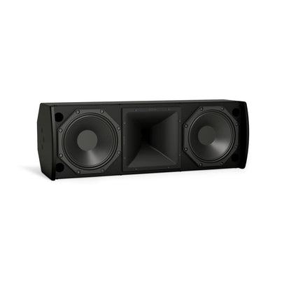 Bose AMU208 ArenaMatch Utility loudspeaker in black, installed outdoors in a covered dining area