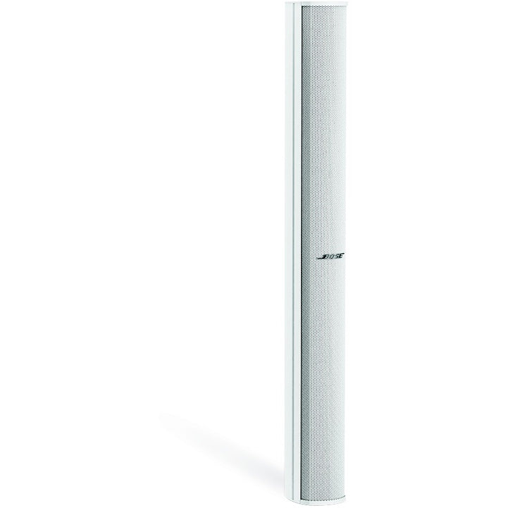 Bose MA12EX white column array loudspeaker mounted on a wall, full length view