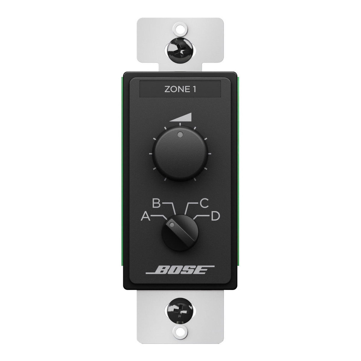 Bose ControlCenter CC-3 black zone volume and 4-source selector wall plate front view