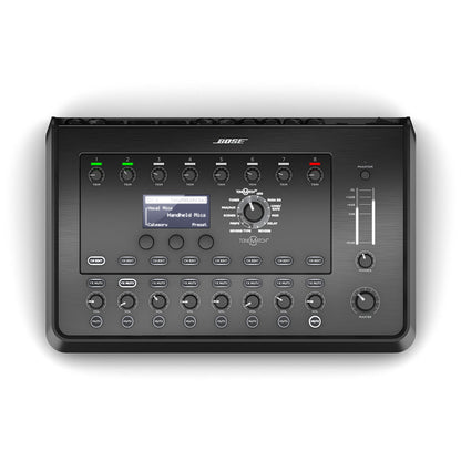Bose T8S ToneMatch 8 channel mixer front panel with tactile controls and LED display