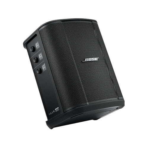 Bose S1 Pro+ wireless portable PA speaker, front view on a stand