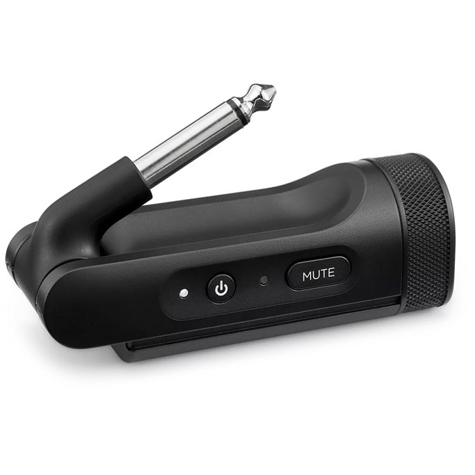 Bose S1 Pro+ 1/4 inch wireless instrument transmitter plugged into a guitar