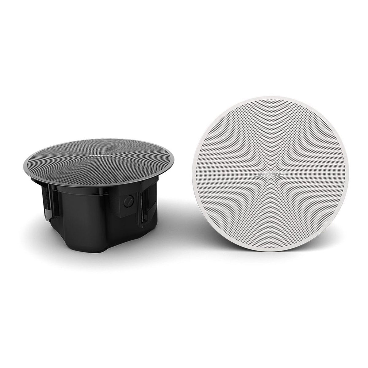 Bose DesignMax DM3C white in-ceiling loudspeaker installed with grille