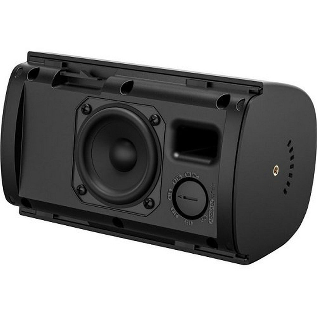 Bose FreeSpace FS2SE black surface mount loudspeaker pair, rear view of the driver and bracket