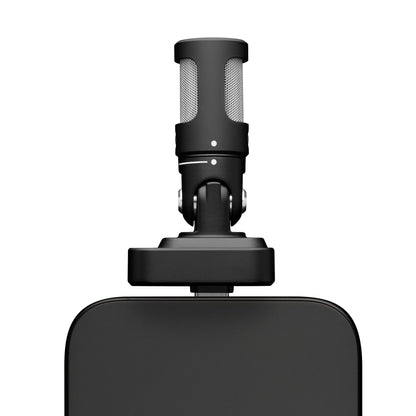 Shure MV88 USB-C microphone plugged into a smartphone