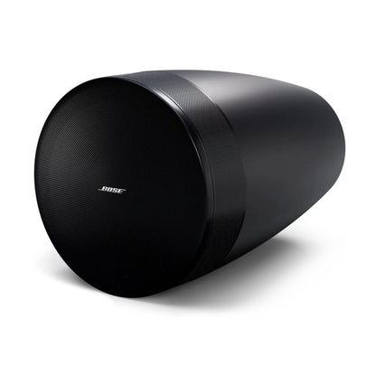 Bose DesignMax Luna DML88P pendant loudspeaker in black, hanging front view