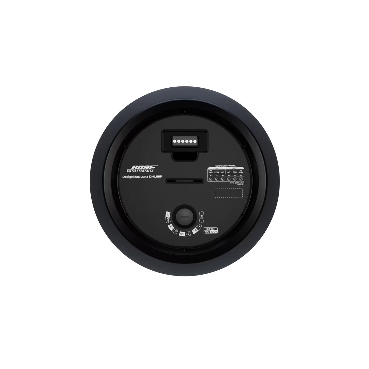 Bose DesignMax Luna DML88P black, close up of 6-pin Euroblock connector
