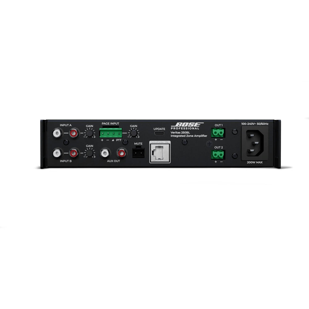 Bose Veritas 250BL amplifier OLED display close up with QR setup code