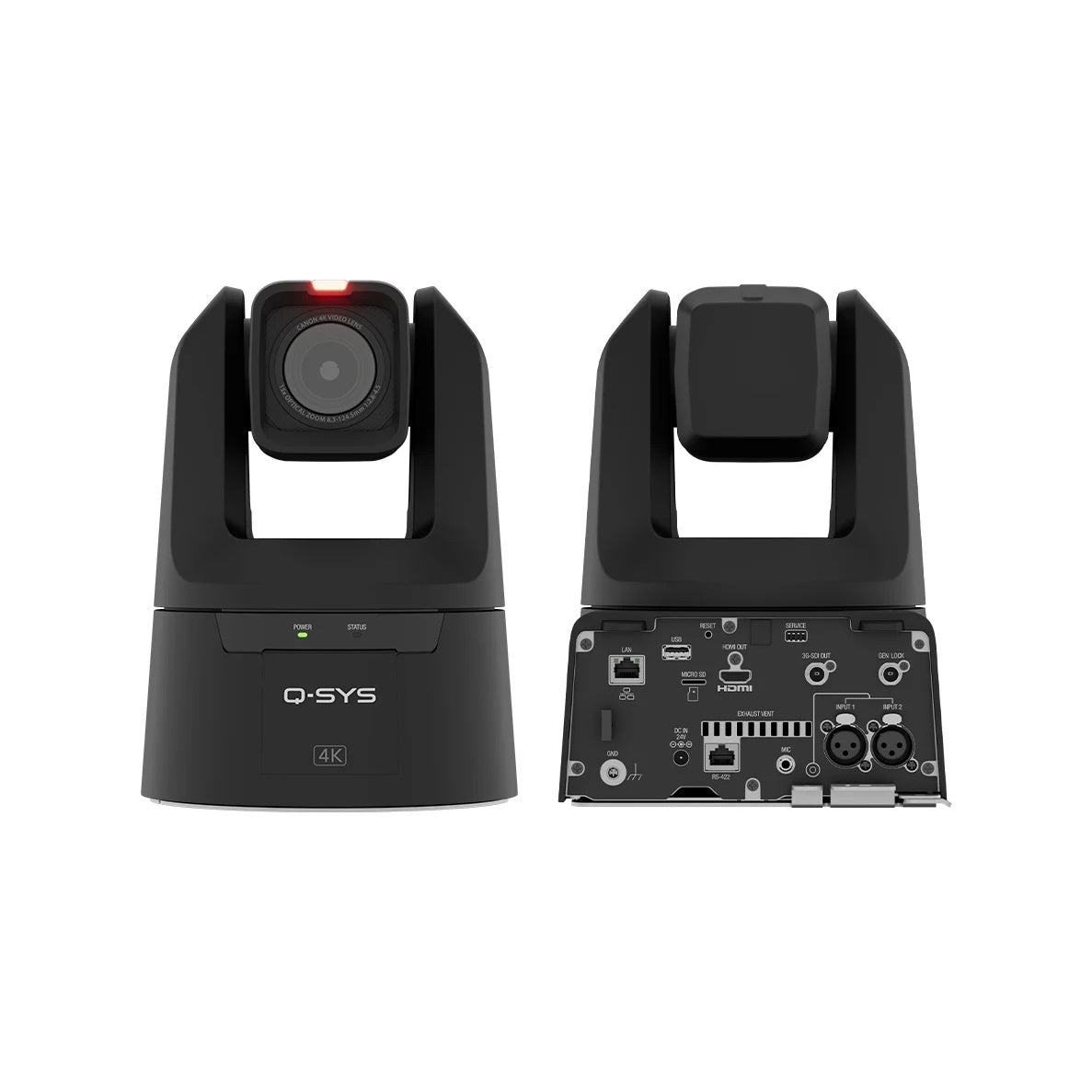 Q-SYS NC-Pro15x Black: PTZ Network Camera Canon Optics 4K UHD, Black