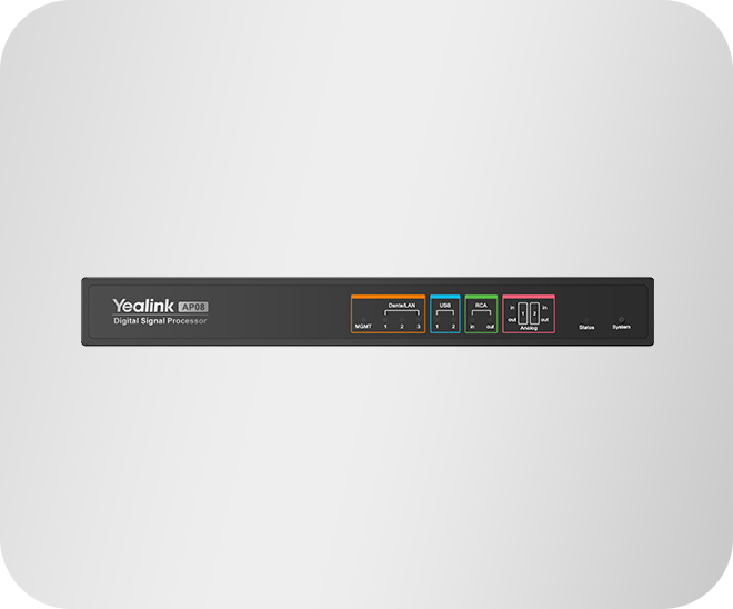 Yealink AP08 DSP front panel ports and indicators