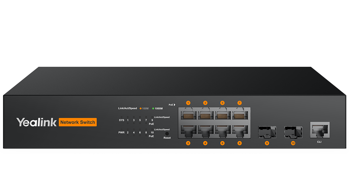 Yealink RCH80 8-port managed PoE switch hero