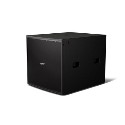 Bose ShowTime STS118E black 18 inch passive subwoofer, front angle product photo
