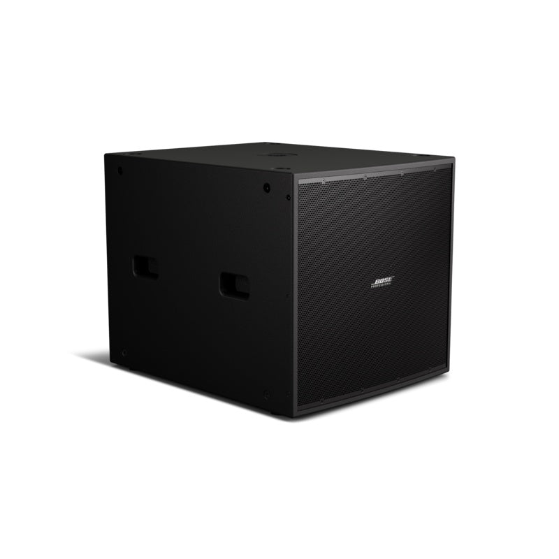Bose ShowTime STS118E black subwoofer side view showing enclosure depth