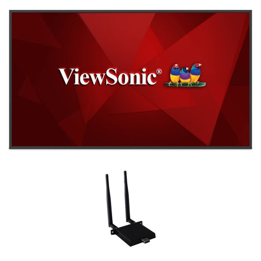 ViewSonic CDE6530-W1 65 inch commercial signage display bundled with Wi-Fi adapter and wall mount