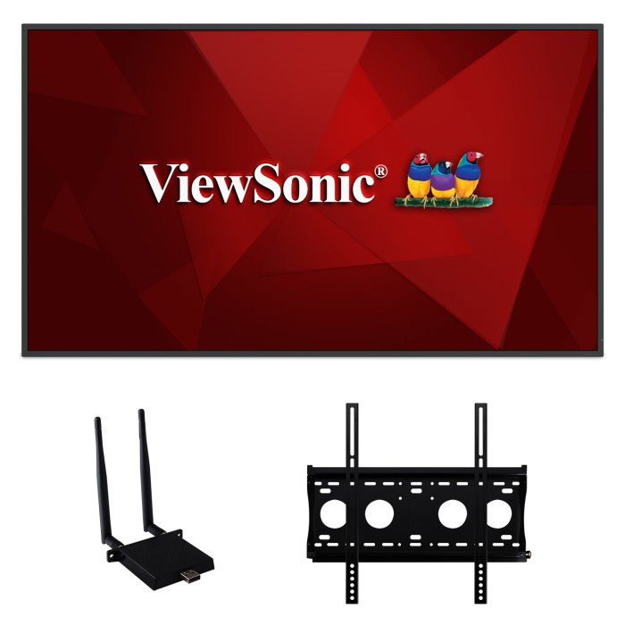 ViewSonic CDE4330-E1 43 inch commercial signage display bundled with Wi-Fi adapter and wall mount