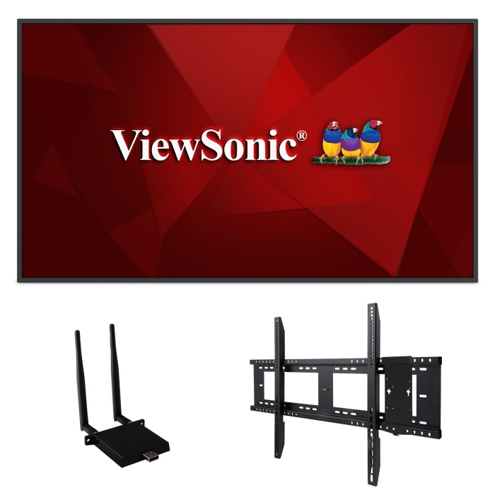 ViewSonic CDE9830-E1 98 inch commercial signage display bundled with Wi-Fi adapter and wall mount