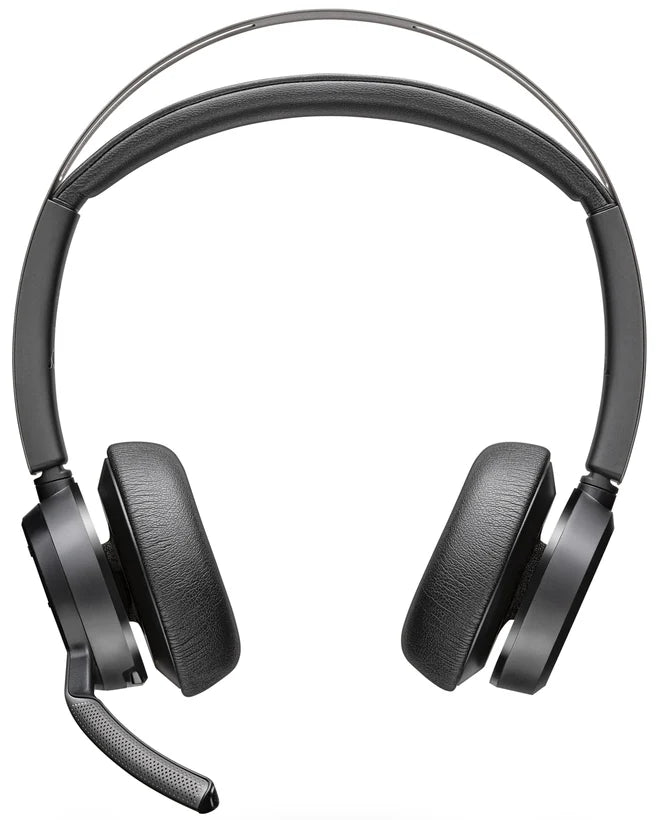 Poly Voyager Focus 2 wireless headset with USB-A Bluetooth adapter
