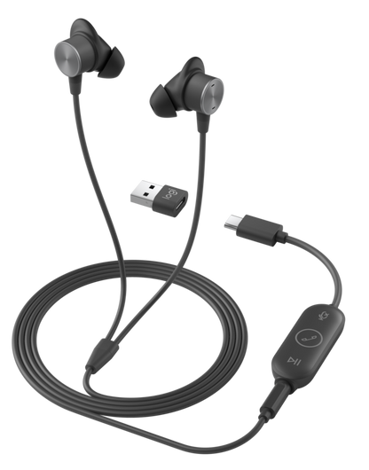 Logitech Zone Wired Earbuds: USB-C In-Ear Headset Certified for Microsoft Teams