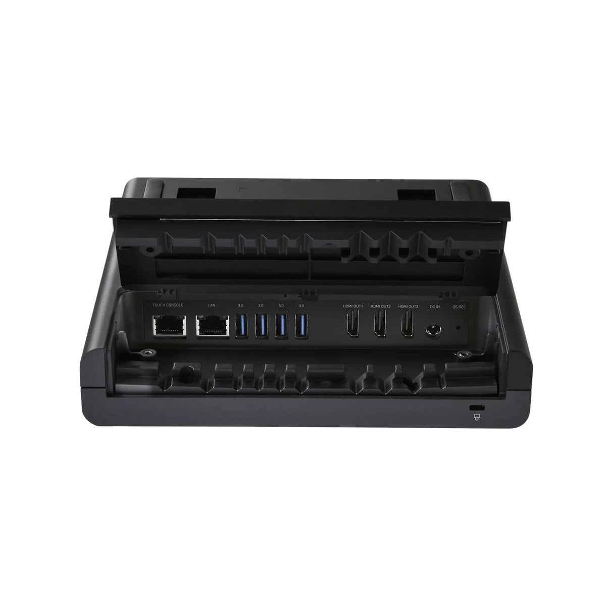 Shure IMXF5 touch panel rear connection bay with Ethernet, USB and HDMI ports