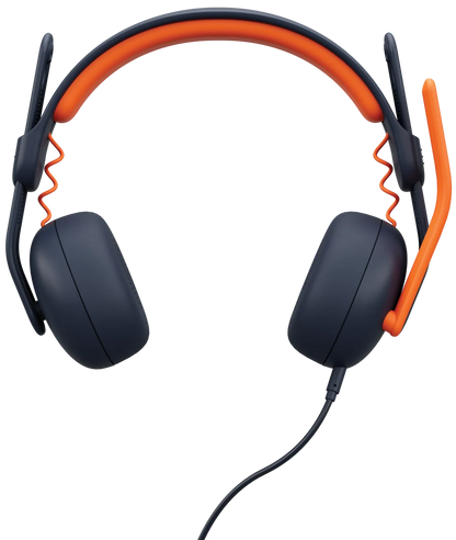 Logitech Zone Learn headset worn by a student showing the adjustable slider headband