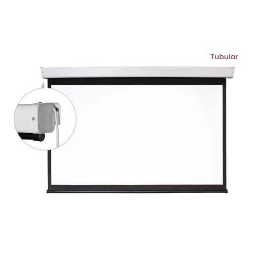VSYS VSPS120-M electric motorized projection screen front view