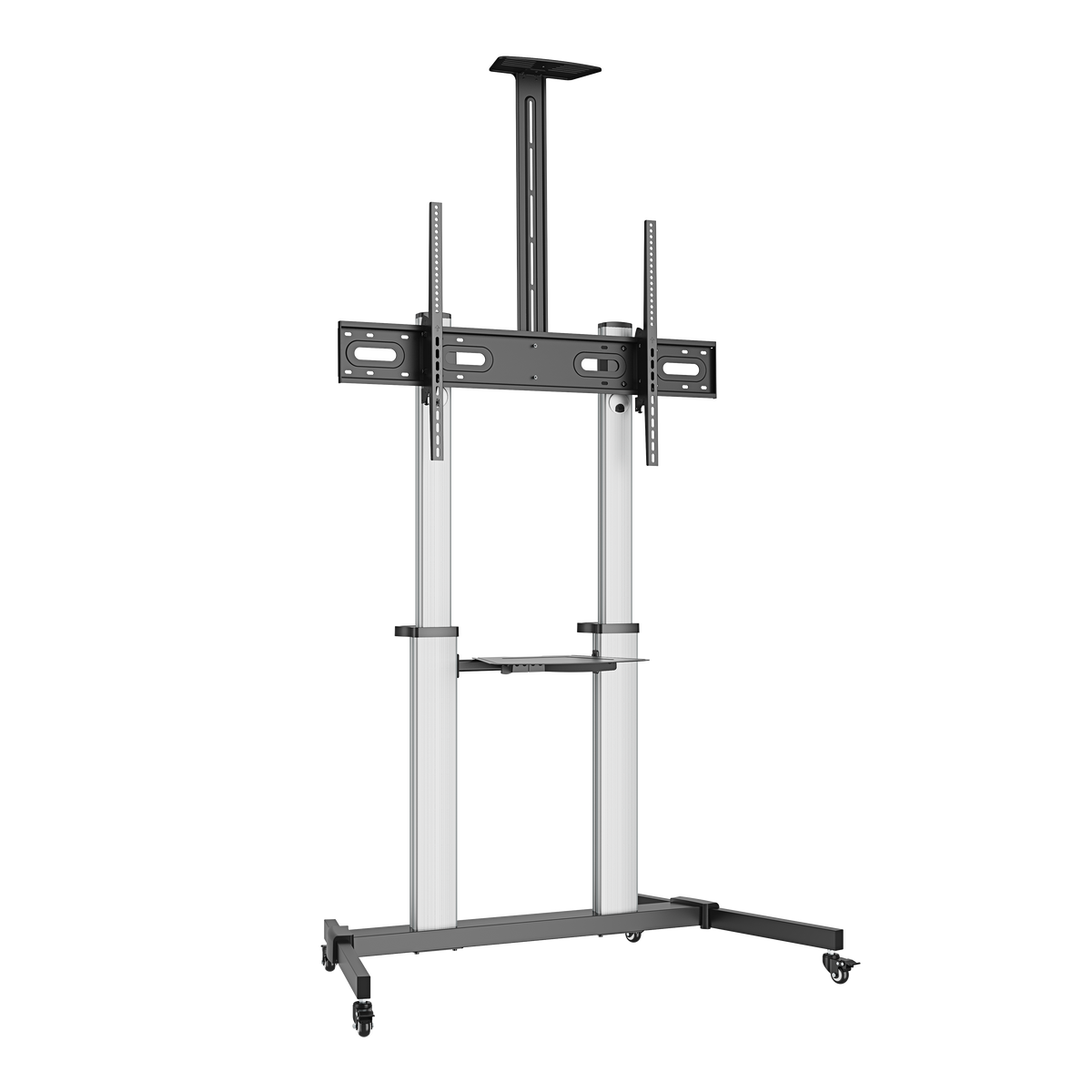 VSYS VFS44-610TW premium aluminum mobile TV cart front view
