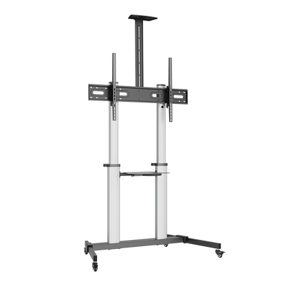 VSYS VFS44-610TW premium aluminum mobile TV cart front view