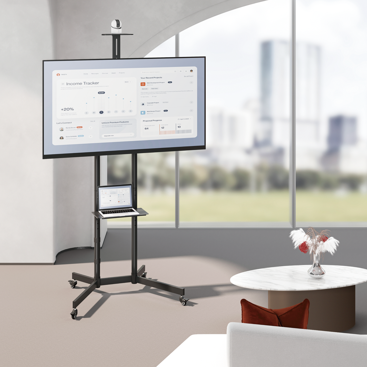 VSYS VTL-1042T TV cart installation example