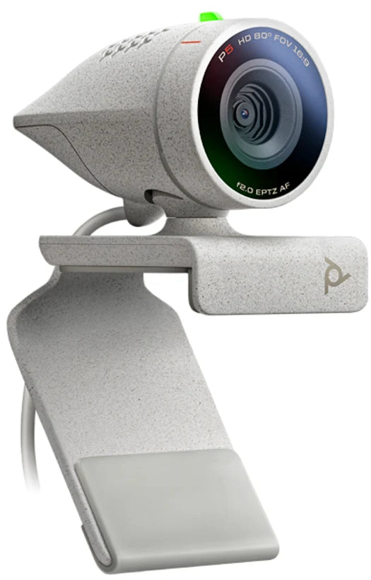 Poly Studio P5 webcam mounted on monitor