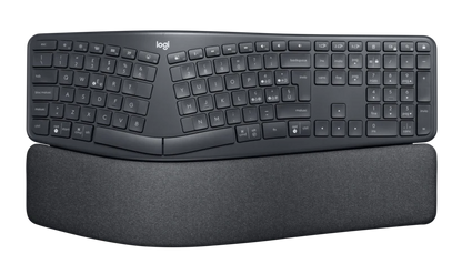 Logitech Ergo K860 keyboard side profile showing tilt