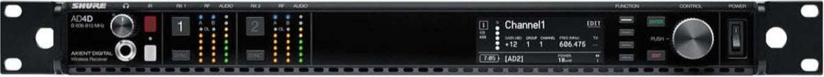 Shure AD4DNP-C rear panel with antenna and audio connections