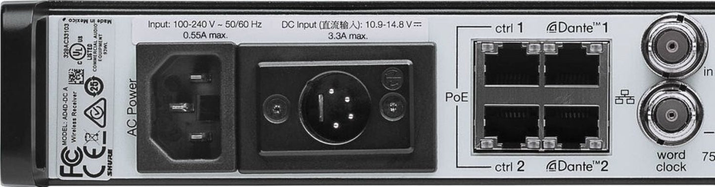 Shure Axient AD4Q-DC Four-Channel Digital Wireless Receiver - A Band