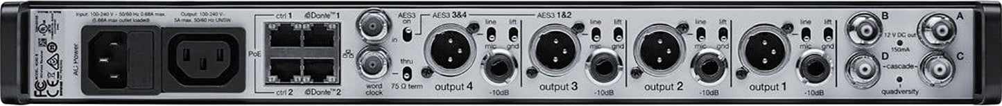 Shure AD4QNP=-C 4-Channel Digital Wireless Receiver for AD / ADX Transmitters - C Band - 750-960 MHz