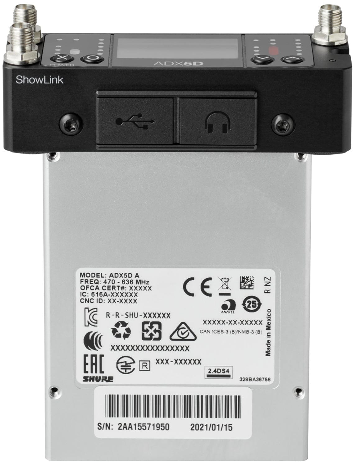 Shure Axient ADX5DUS Digital Dual-Channel Portable Wireless Receiver - A Band